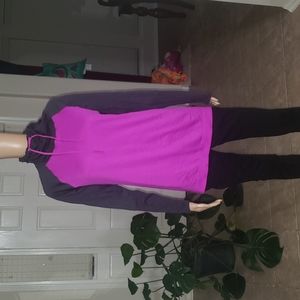 Champion L athletic mixed media textured neck guard long sleeve stunning purple